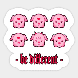 Satanic cute pig "be different" Sticker